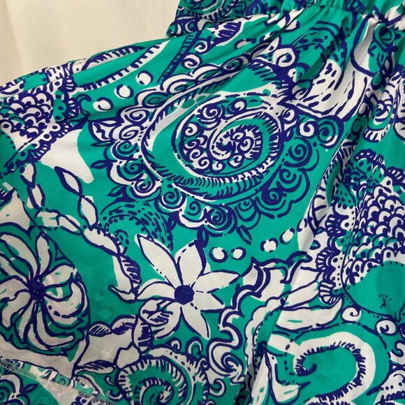 Lilly Pulitzer Deanna Romper in Montauk Blue Teal White Paisley M - Picture 5 of 7